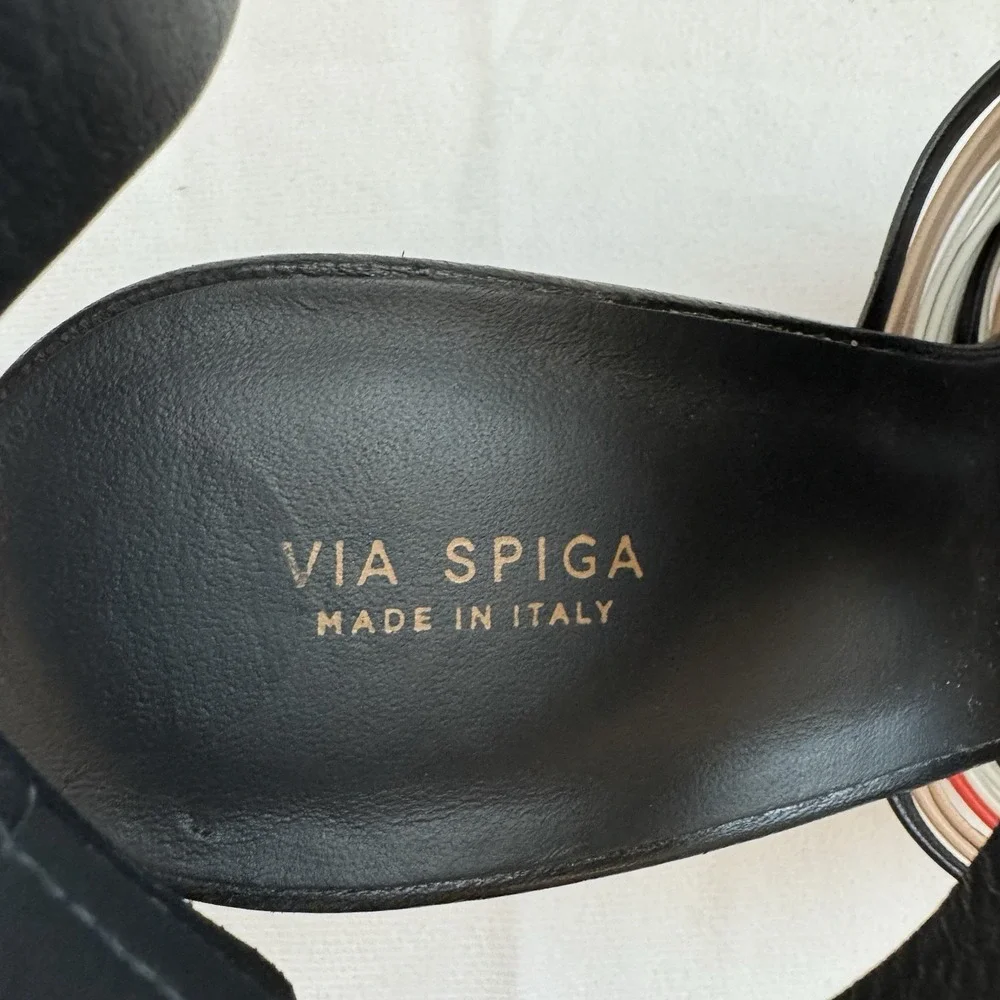 VIA‎ SPIGA Justine 2 Woven Heel 100% Leather Sandal 9M/39EU MADE IN ITALY